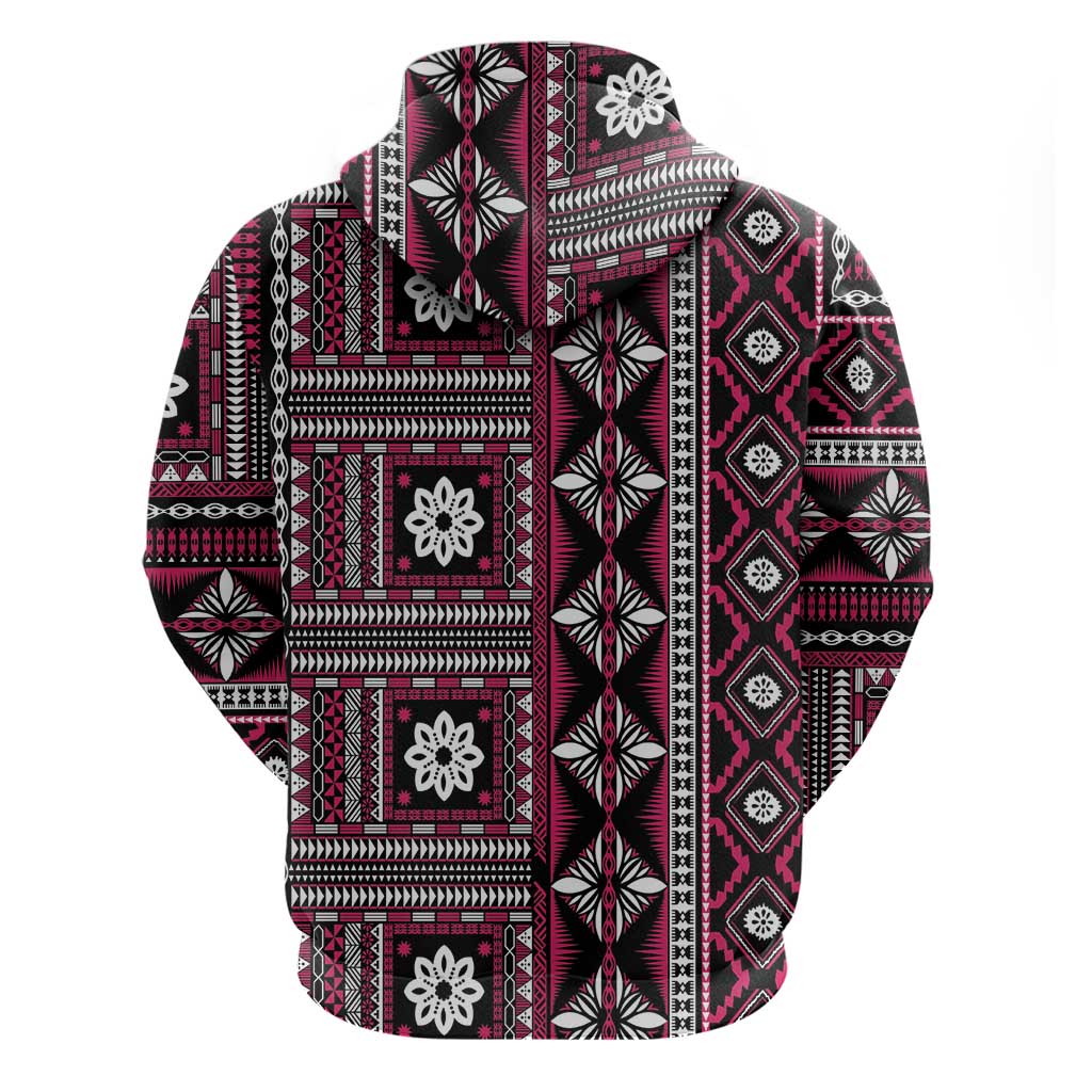 Fiji Masi Tapa Pattern Pink Hoodie - Polynesian Pride