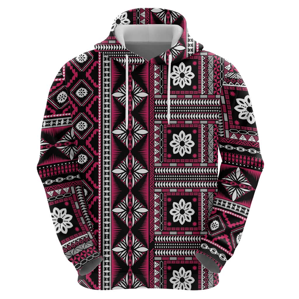 Fiji Masi Tapa Pattern Pink Hoodie - Polynesian Pride