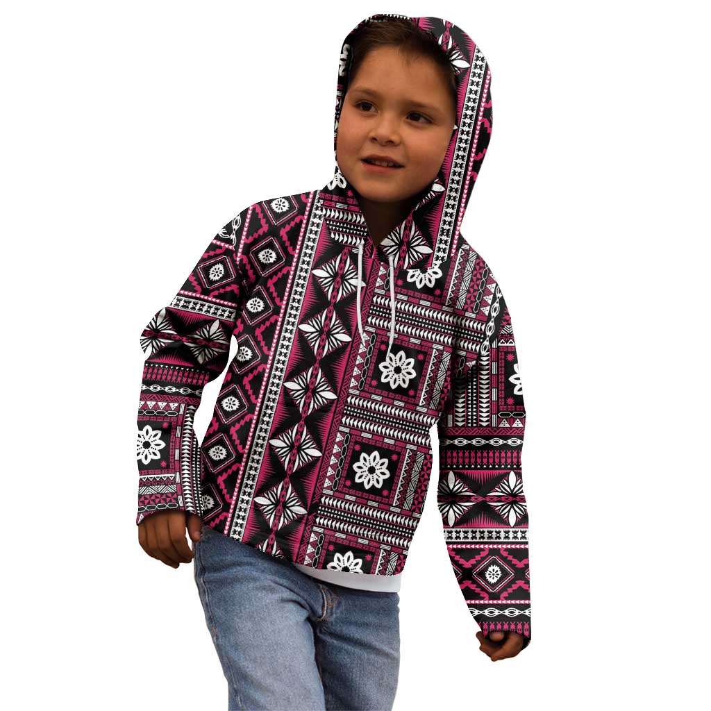 Fiji Masi Tapa Pattern Pink Kid Hoodie - Polynesian Pride