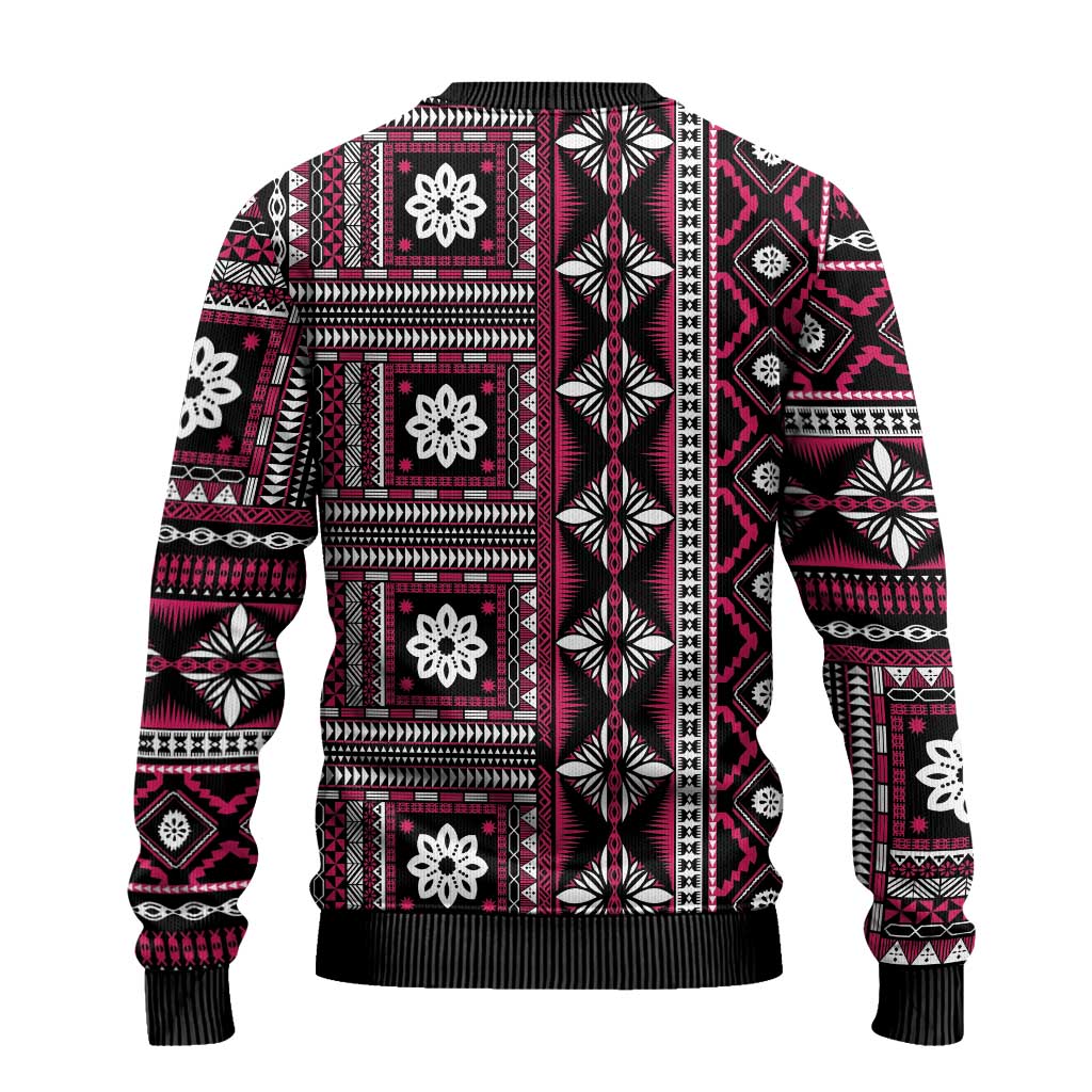 Fiji Masi Tapa Pattern Pink Ugly Christmas Sweater - Polynesian Pride