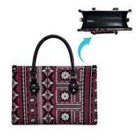 Fiji Masi Tapa Pattern Pink Leather Bag - Polynesian Pride