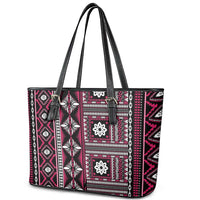 Fiji Masi Tapa Pattern Pink Leather Tote Bag - Polynesian Pride
