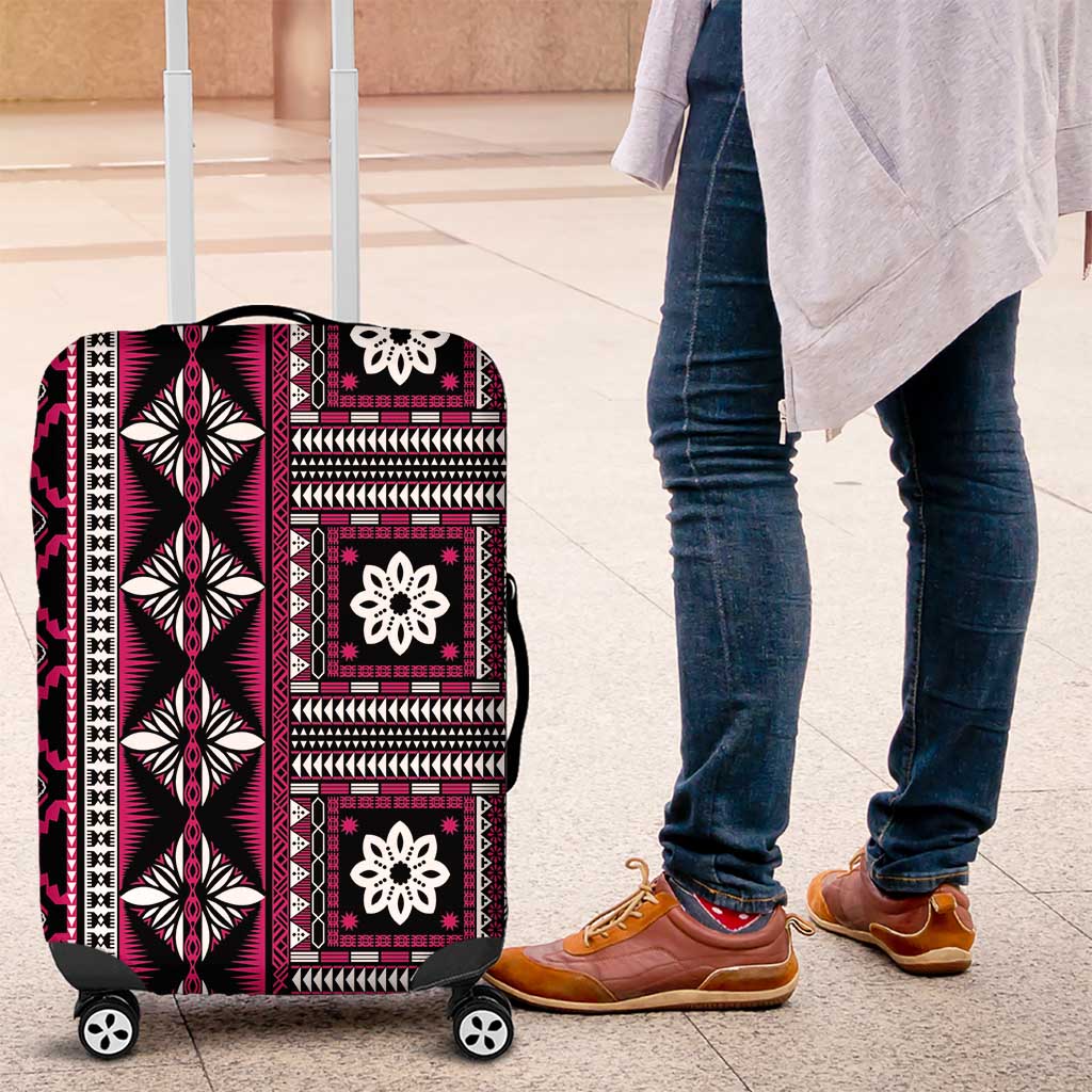 Fiji Masi Tapa Pattern Pink Luggage Cover LT01 Pink - Polynesian Pride