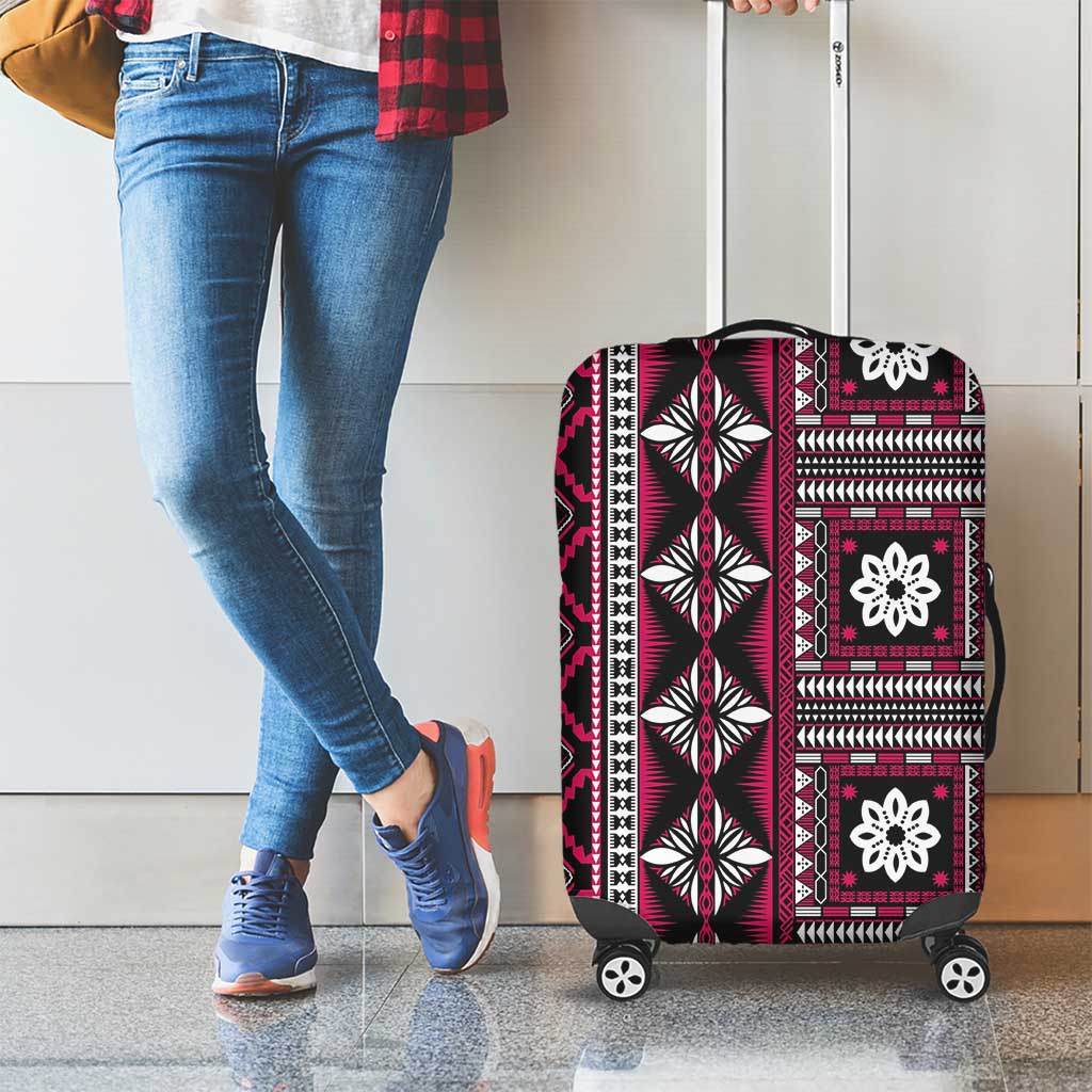Fiji Masi Tapa Pattern Pink Luggage Cover LT01 - Polynesian Pride