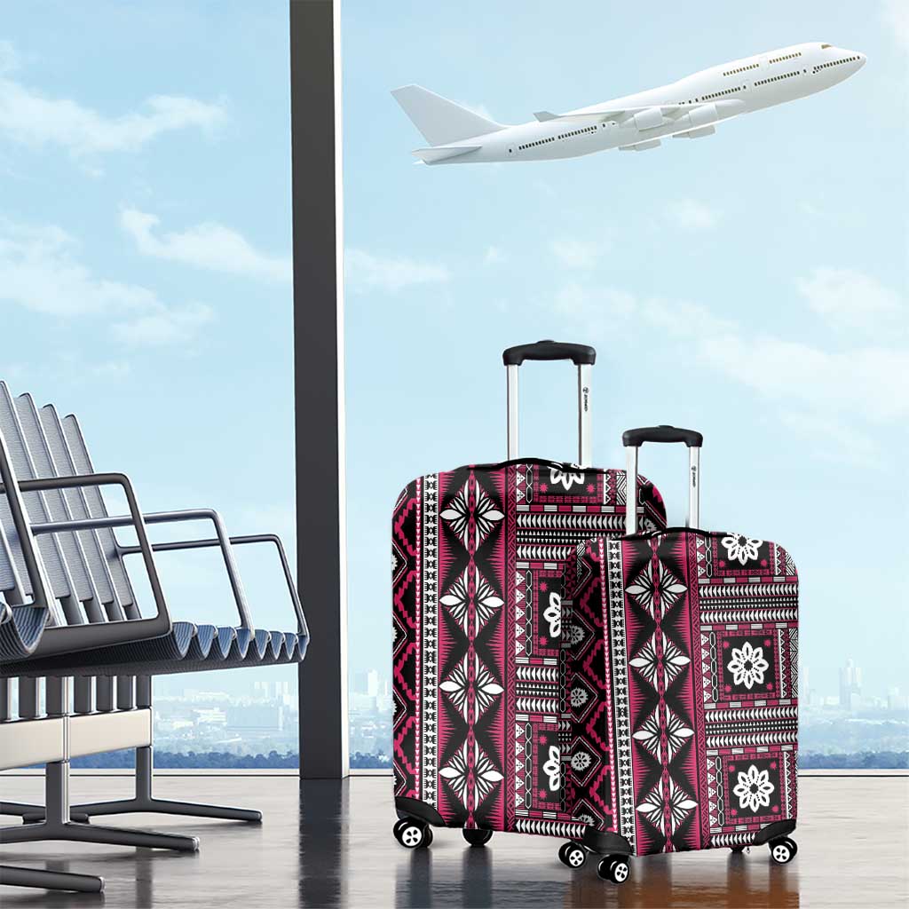 Fiji Masi Tapa Pattern Pink Luggage Cover LT01 - Polynesian Pride