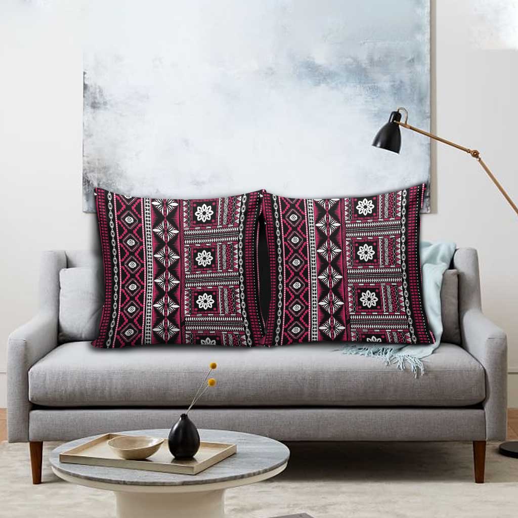 Fiji Masi Tapa Pattern Pink Pillow Cover LT01 - Polynesian Pride
