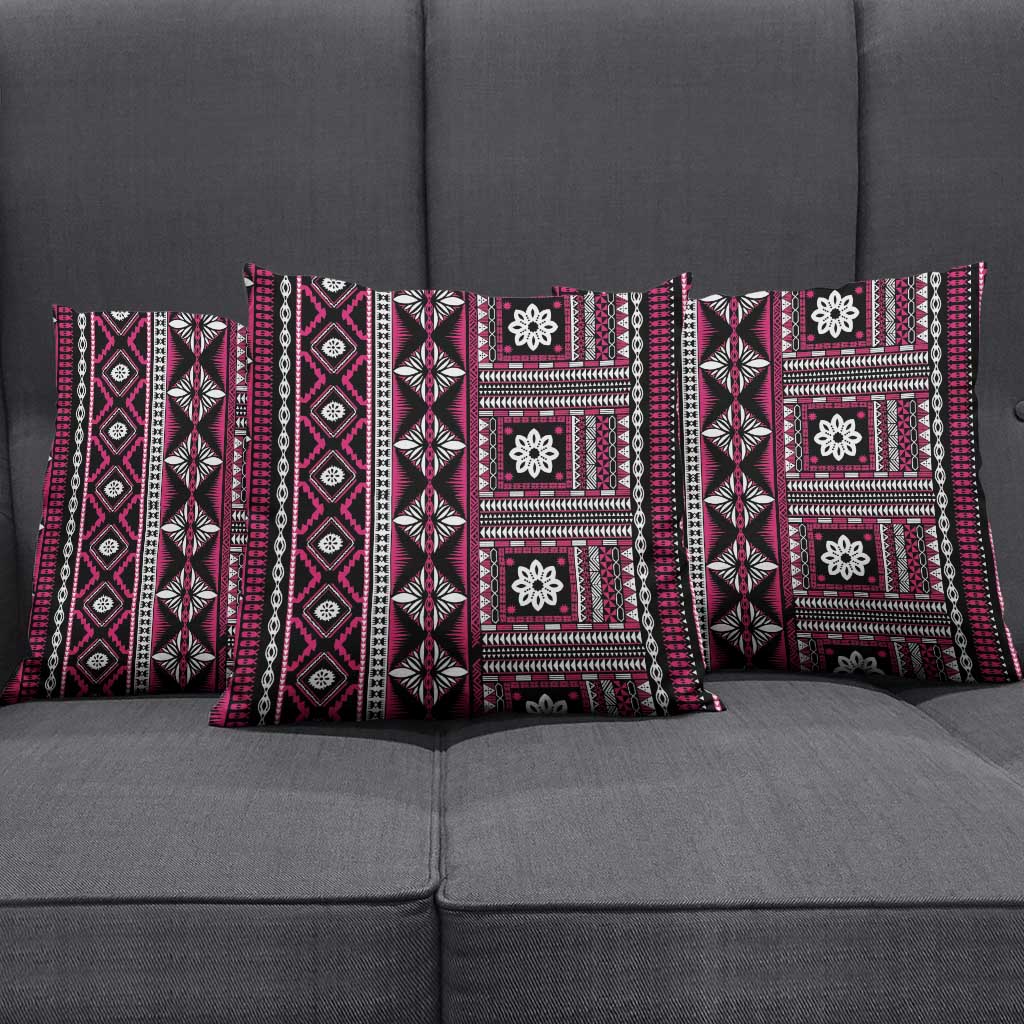 Fiji Masi Tapa Pattern Pink Pillow Cover LT01 - Polynesian Pride