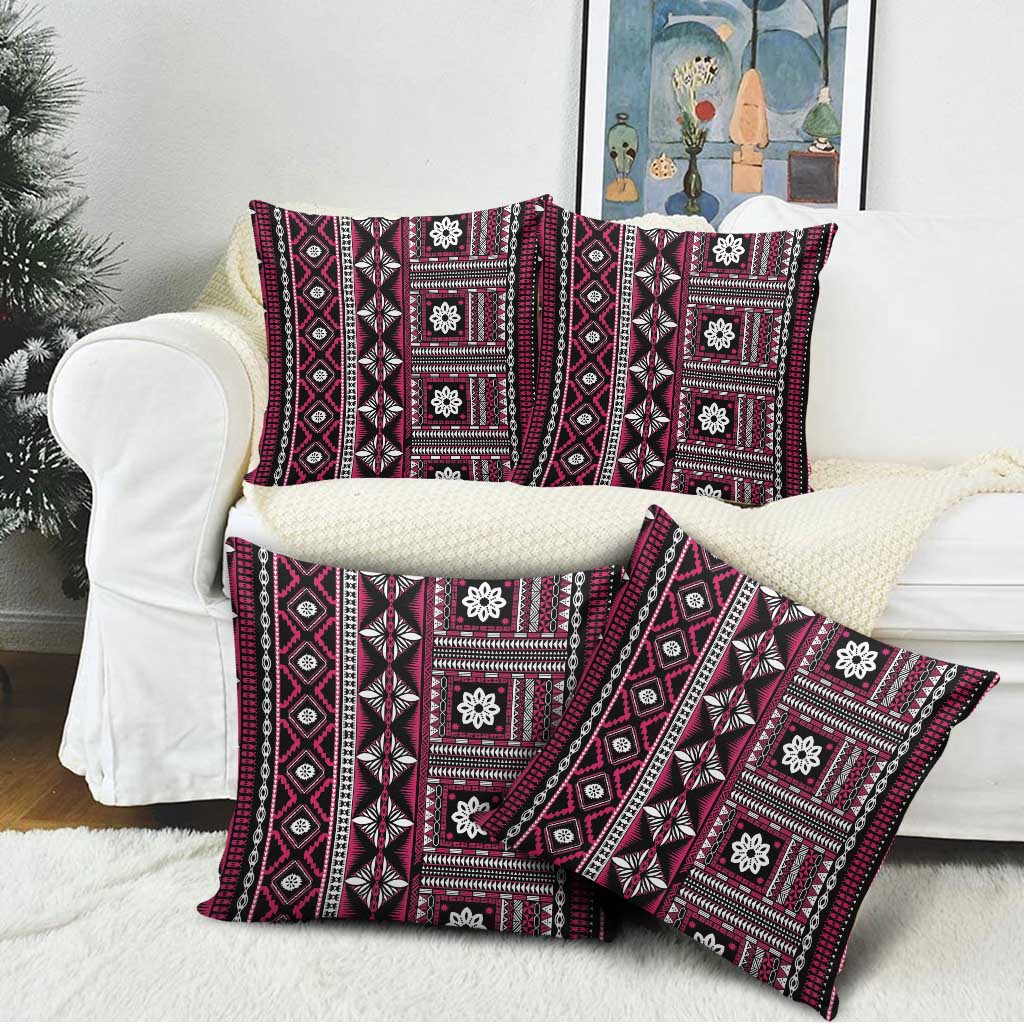 Fiji Masi Tapa Pattern Pink Pillow Cover LT01 - Polynesian Pride