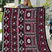 Fiji Masi Tapa Pattern Pink Quilt - Polynesian Pride