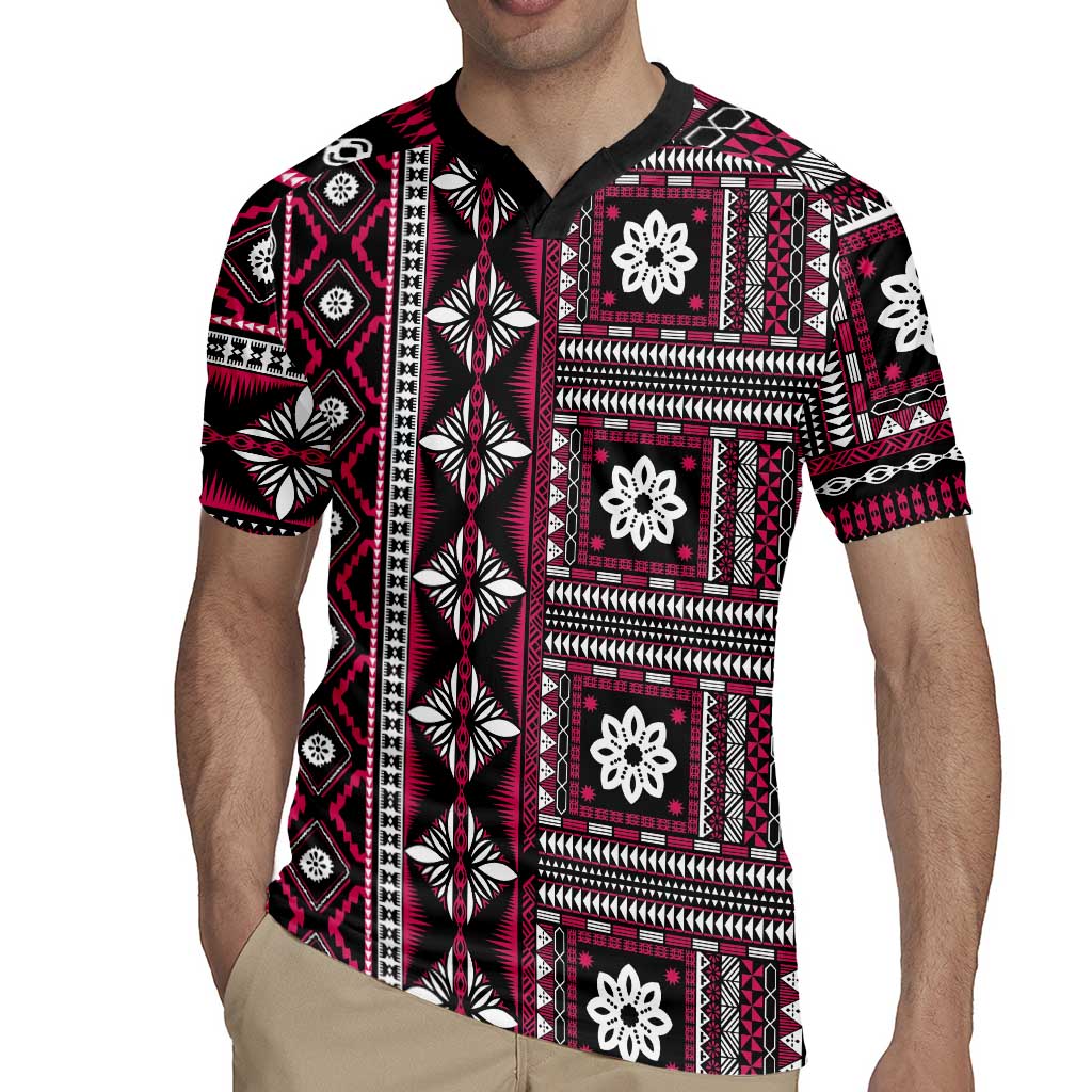 Fiji Masi Tapa Pattern Pink Rugby Jersey - Polynesian Pride
