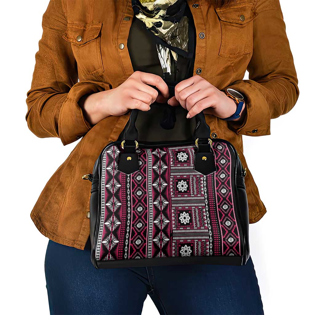 Fiji Masi Tapa Pattern Pink Shoulder Handbag LT01 - Polynesian Pride