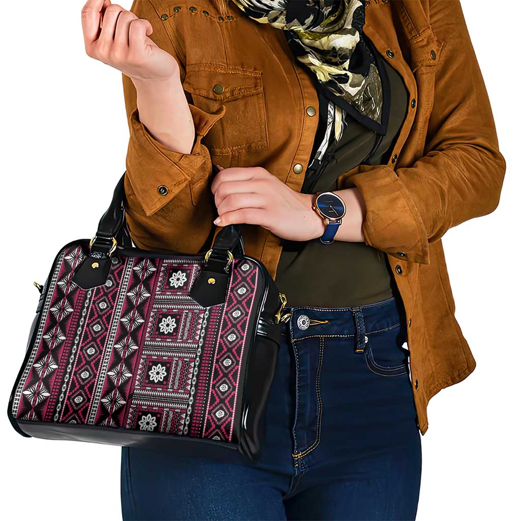 Fiji Masi Tapa Pattern Pink Shoulder Handbag LT01 - Polynesian Pride