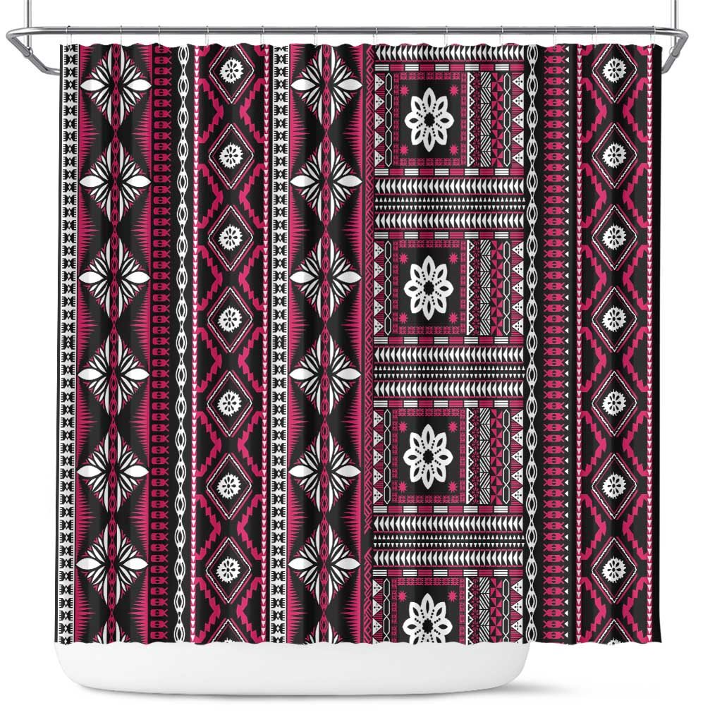 Fiji Masi Tapa Pattern Pink Shower Curtain LT01 Pink - Polynesian Pride
