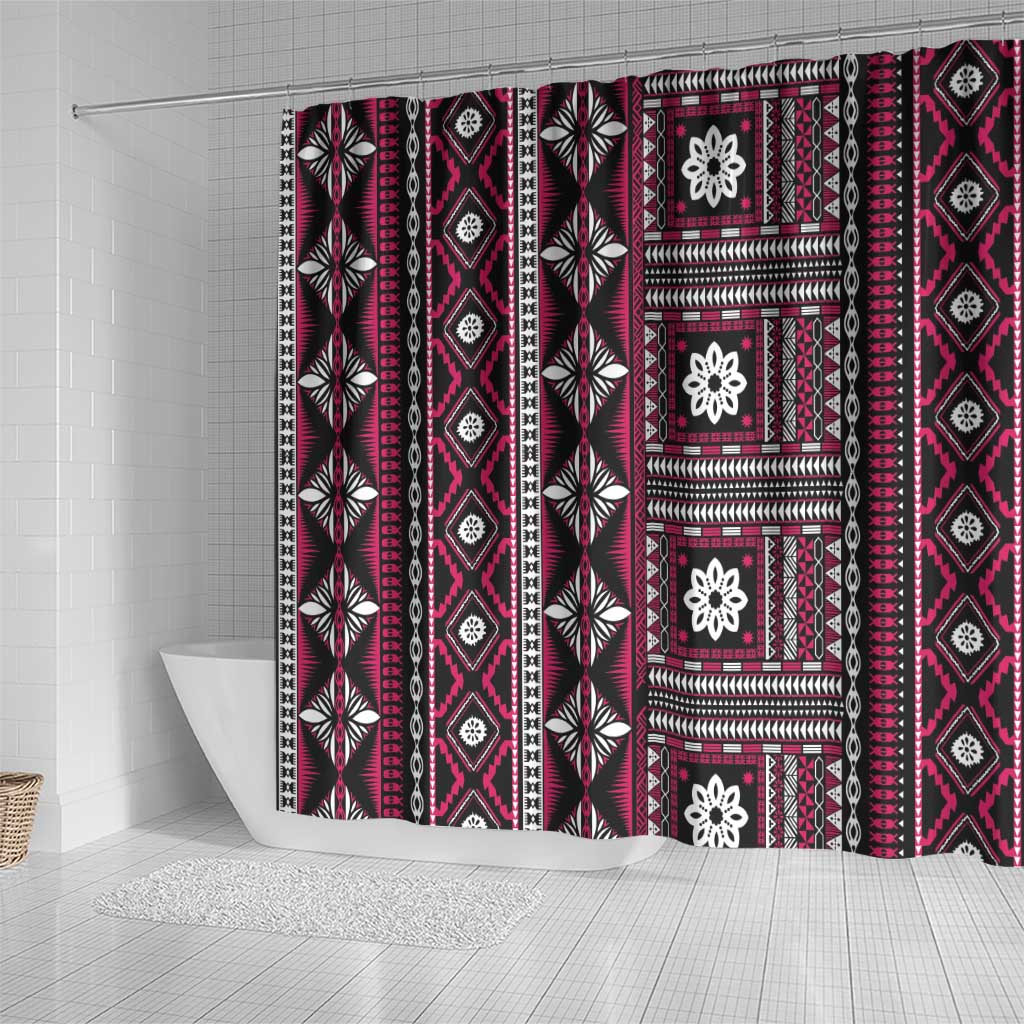 Fiji Masi Tapa Pattern Pink Shower Curtain LT01 - Polynesian Pride