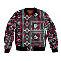 Fiji Masi Tapa Pattern Pink Sleeve Zip Bomber Jacket LT01 Unisex Pink - Polynesian Pride