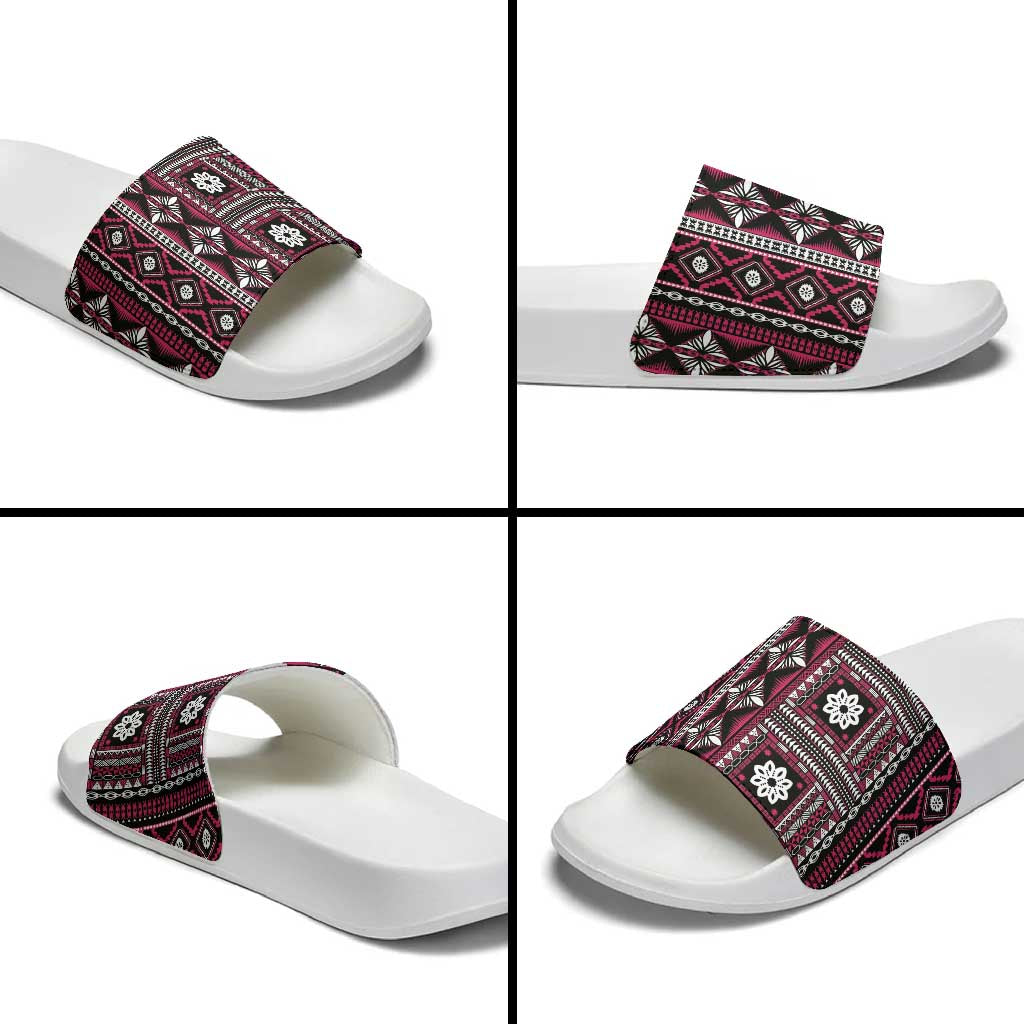 Fiji Masi Tapa Pattern Pink Slide Sandals LT01 - Polynesian Pride