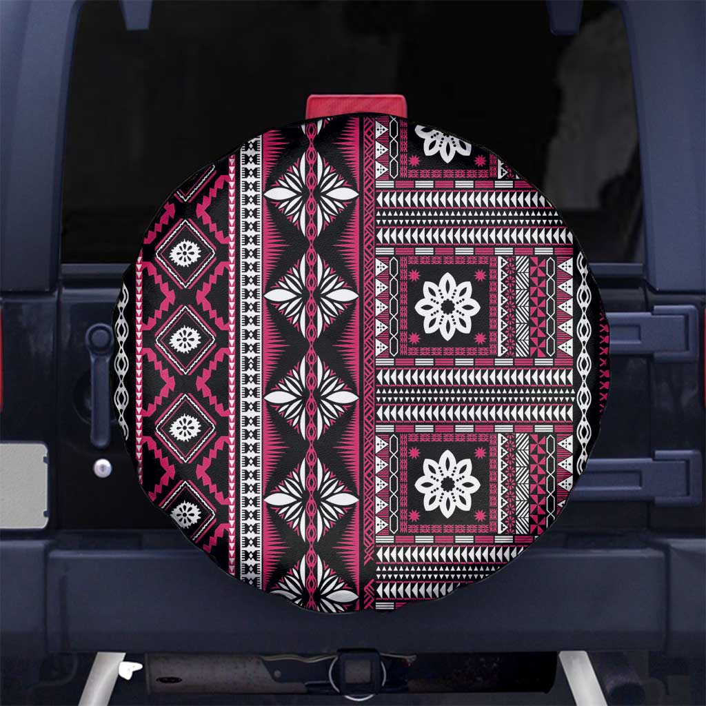 Fiji Masi Tapa Pattern Pink Spare Tire Cover LT01 No hole Pink - Polynesian Pride