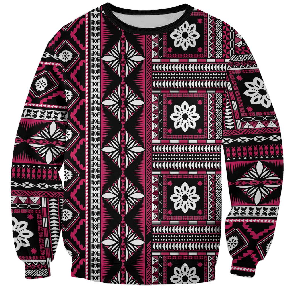 Fiji Masi Tapa Pattern Pink Sweatshirt - Polynesian Pride