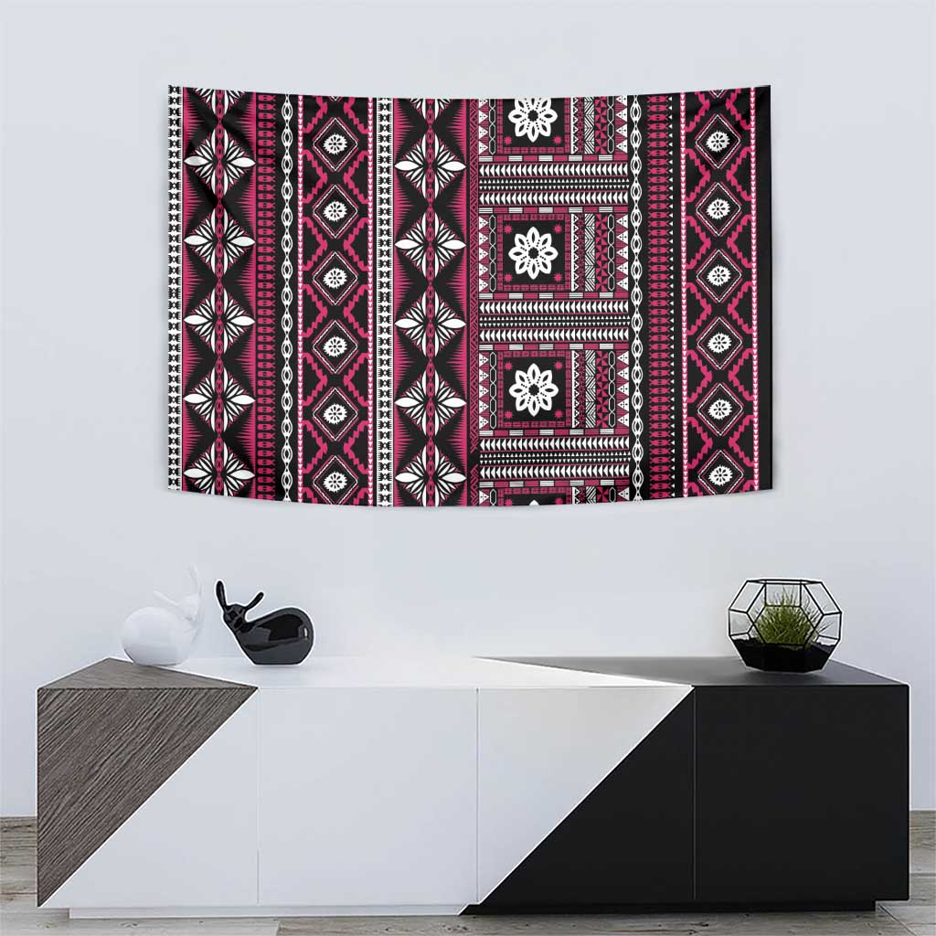 Fiji Masi Tapa Pattern Pink Tapestry LT01 - Polynesian Pride