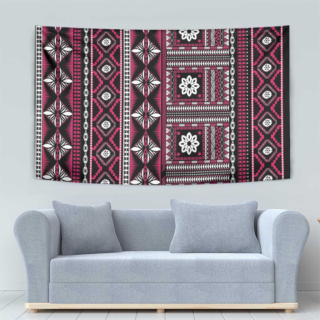 Fiji Masi Tapa Pattern Pink Tapestry LT01 - Polynesian Pride