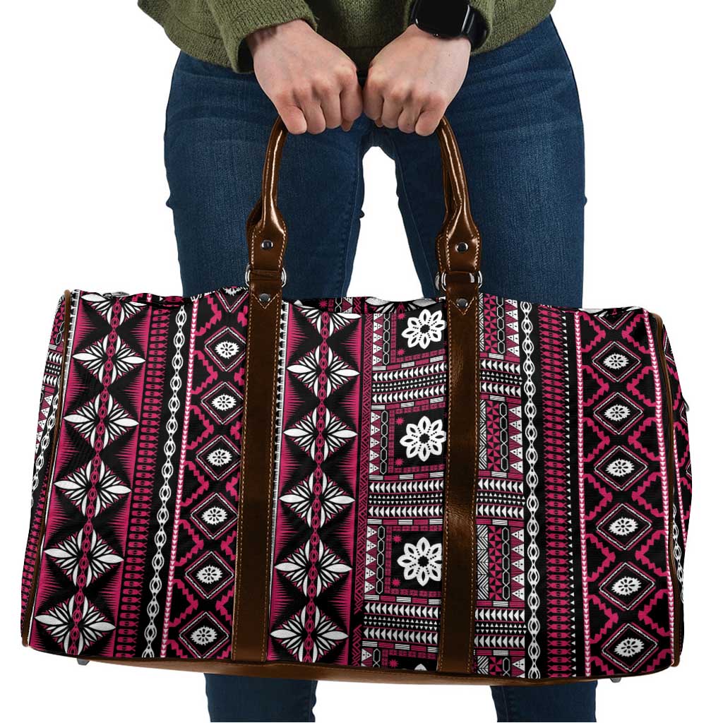 Fiji Masi Tapa Pattern Pink Travel Bag - Polynesian Pride