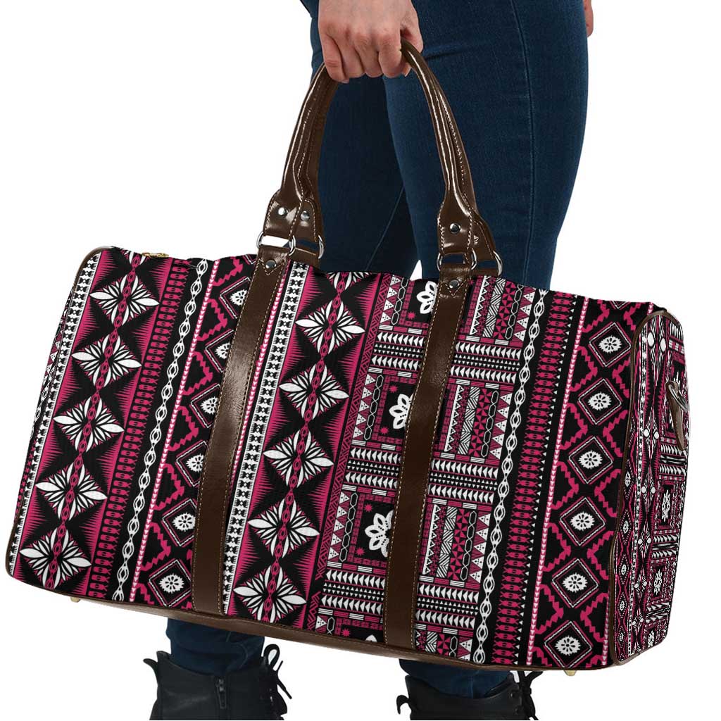 Fiji Masi Tapa Pattern Pink Travel Bag - Polynesian Pride