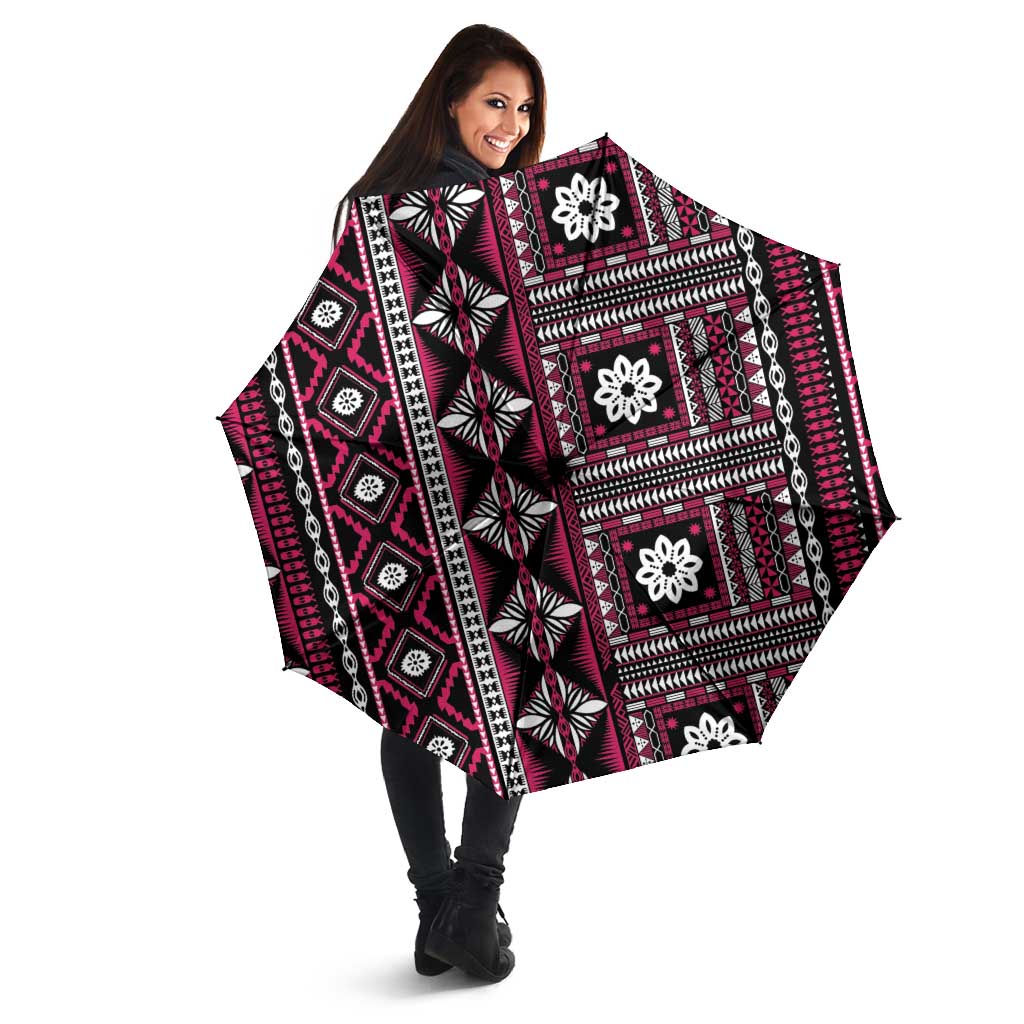 Fiji Masi Tapa Pattern Pink Umbrella - Polynesian Pride