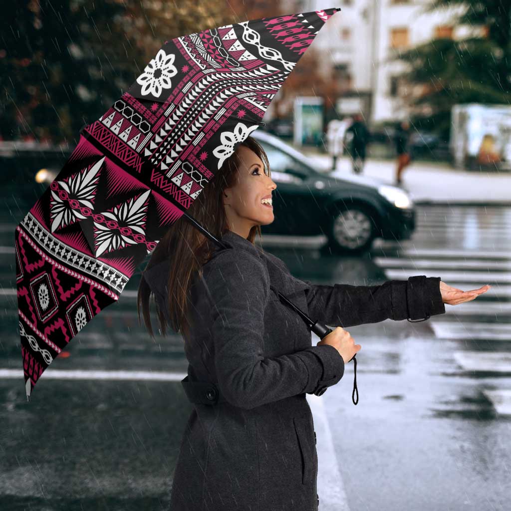 Fiji Masi Tapa Pattern Pink Umbrella - Polynesian Pride