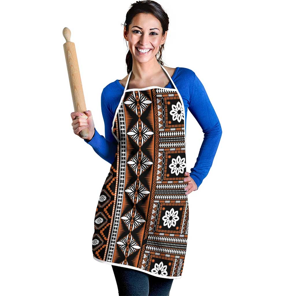 Fiji Masi Tapa Pattern Orange Apron - Polynesian Pride