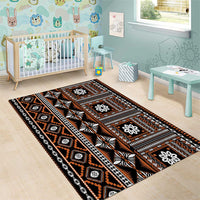 Fiji Masi Tapa Pattern Orange Area Rug LT01 - Polynesian Pride