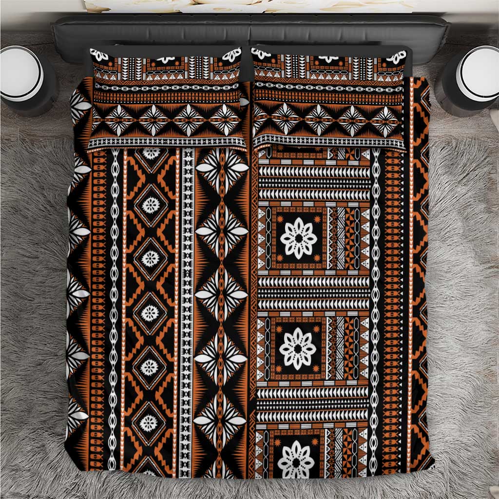Fiji Masi Tapa Pattern Orange Bedding Set - Polynesian Pride