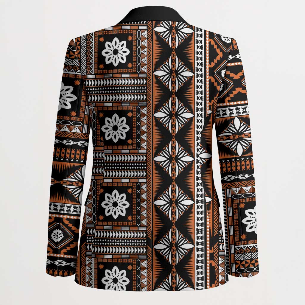 Fiji Masi Tapa Pattern Orange Blazer LT01 - Polynesian Pride