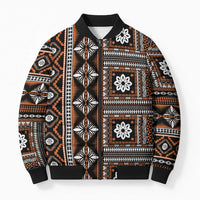 Fiji Masi Tapa Pattern Orange Bomber Puffer Jacket - Polynesian Pride