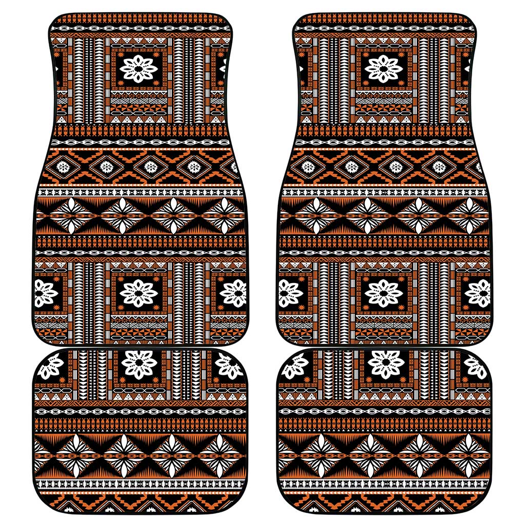 Fiji Masi Tapa Pattern Orange Car Mats LT01 - Polynesian Pride