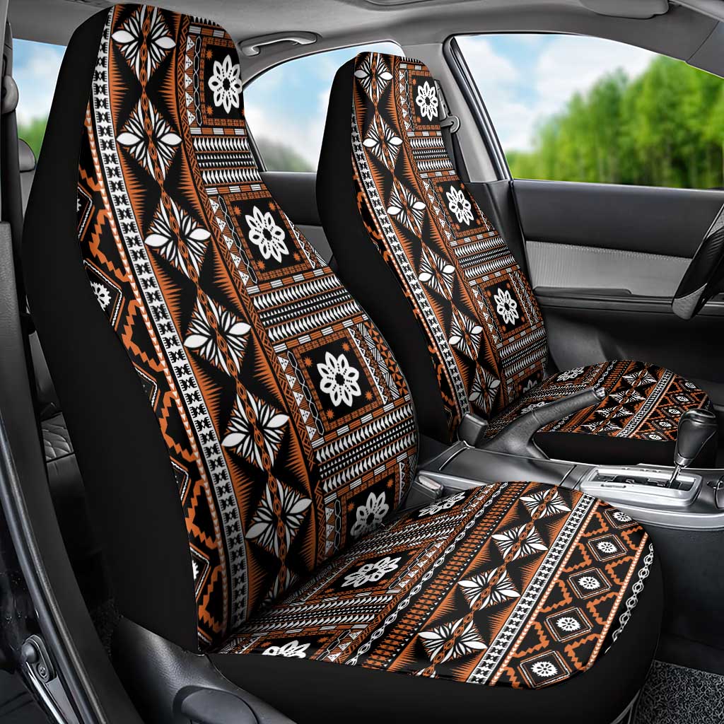 Fiji Masi Tapa Pattern Orange Car Seat Cover - Polynesian Pride