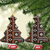 Fiji Masi Tapa Pattern Orange Ceramic Ornament LT01 Christmas Tree Orange - Polynesian Pride