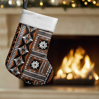 Fiji Masi Tapa Pattern Orange Christmas Stocking LT01 Set of 2 Orange - Polynesian Pride