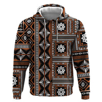Fiji Masi Tapa Pattern Orange Hoodie - Polynesian Pride