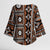 Fiji Masi Tapa Pattern Orange Kimono Sleeve Blouse - Polynesian Pride