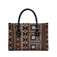 Fiji Masi Tapa Pattern Orange Leather Bag - Polynesian Pride