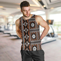 Fiji Masi Tapa Pattern Orange Men Tank Top - Polynesian Pride