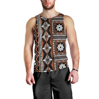Fiji Masi Tapa Pattern Orange Men Tank Top - Polynesian Pride