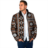 Fiji Masi Tapa Pattern Orange Padded Jacket - Polynesian Pride