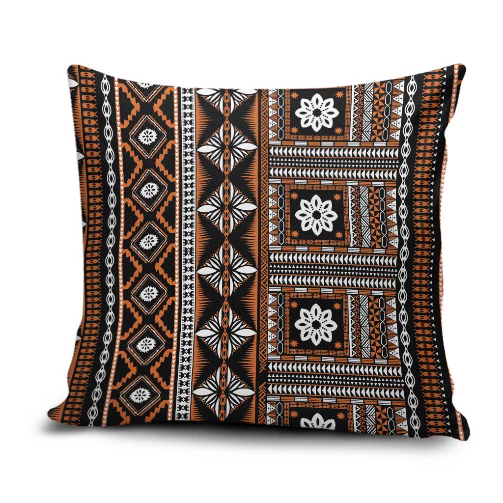 Fiji Masi Tapa Pattern Orange Pillow Cover LT01 Orange - Polynesian Pride