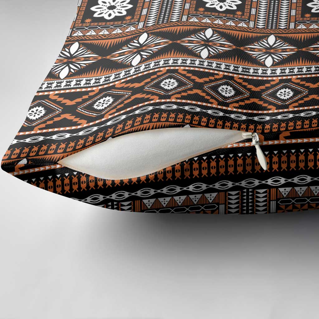 Fiji Masi Tapa Pattern Orange Pillow Cover LT01 - Polynesian Pride