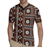 Fiji Masi Tapa Pattern Orange Rugby Jersey - Polynesian Pride