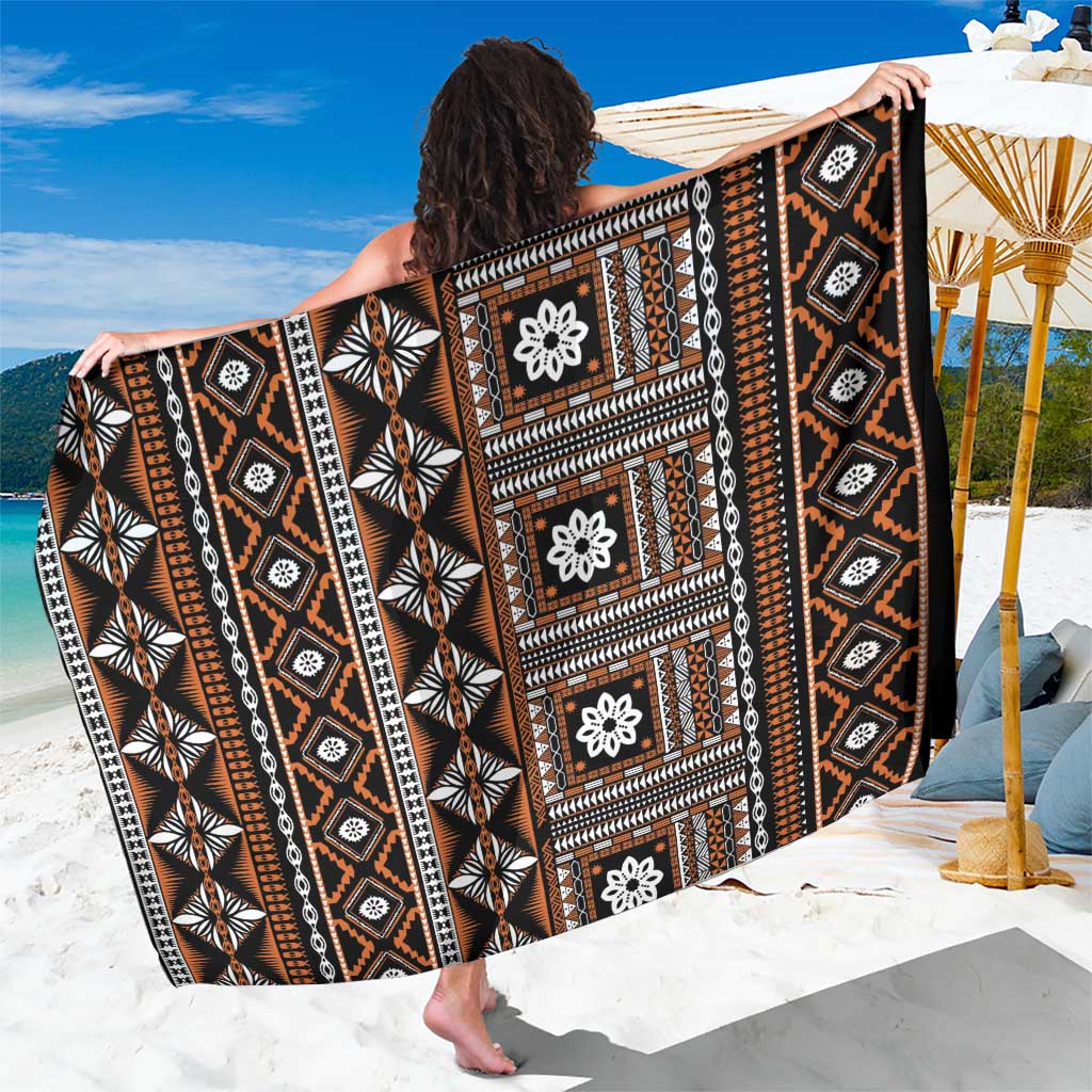 Fiji Masi Tapa Pattern Orange Sarong LT01 One Size 44 x 66 inches Orange - Polynesian Pride