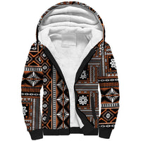 Fiji Masi Tapa Pattern Orange Sherpa Hoodie LT01 Unisex Orange - Polynesian Pride