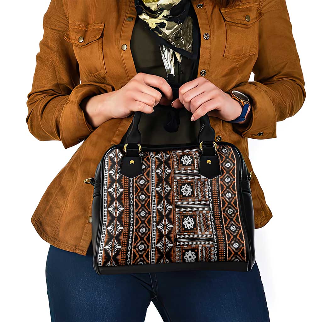 Fiji Masi Tapa Pattern Orange Shoulder Handbag LT01 - Polynesian Pride