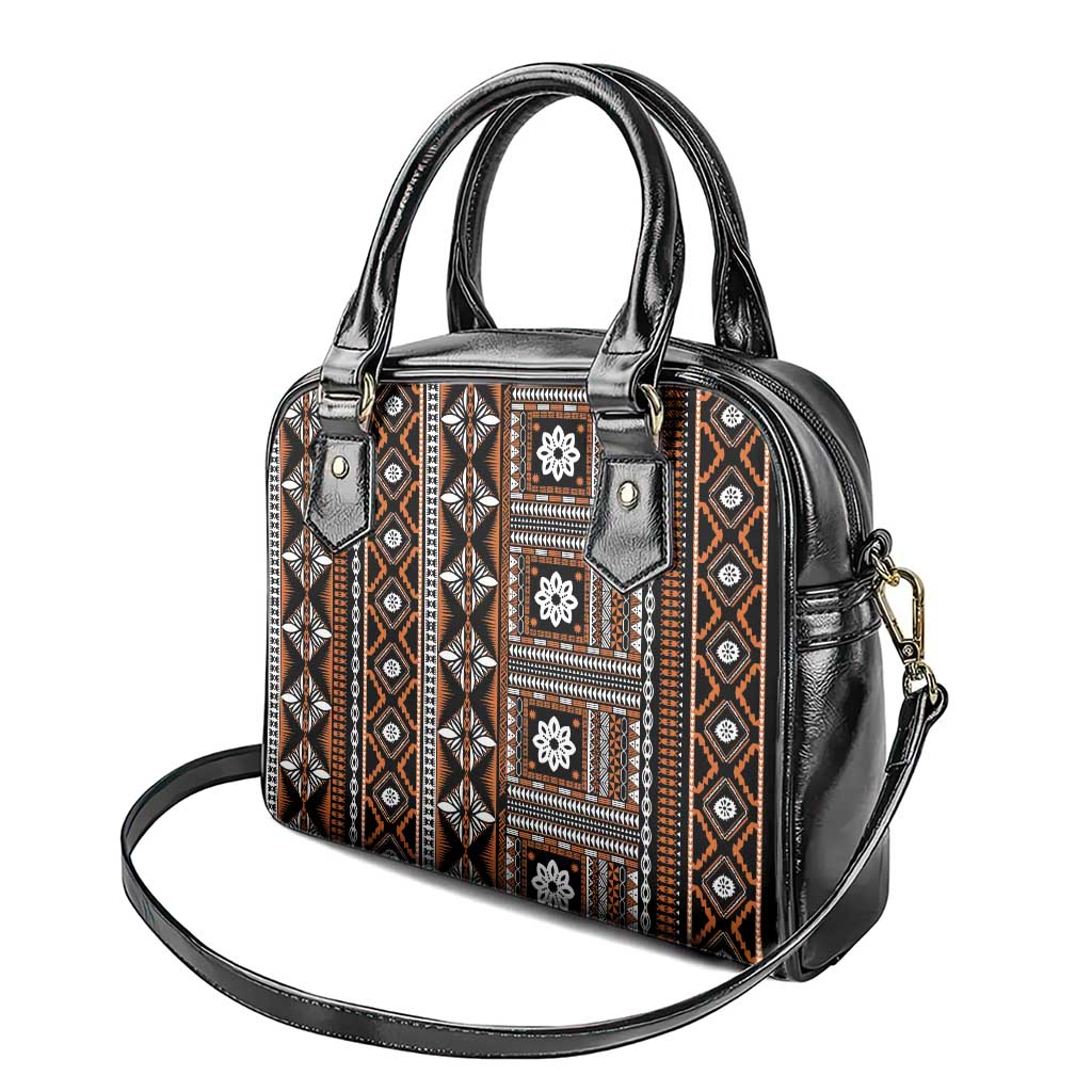 Fiji Masi Tapa Pattern Orange Shoulder Handbag LT01 - Polynesian Pride